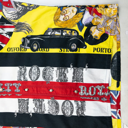 Vintage 90s Versace Jeans Couture Rock N Roll Royalty Print Button Up Shirt Size XL