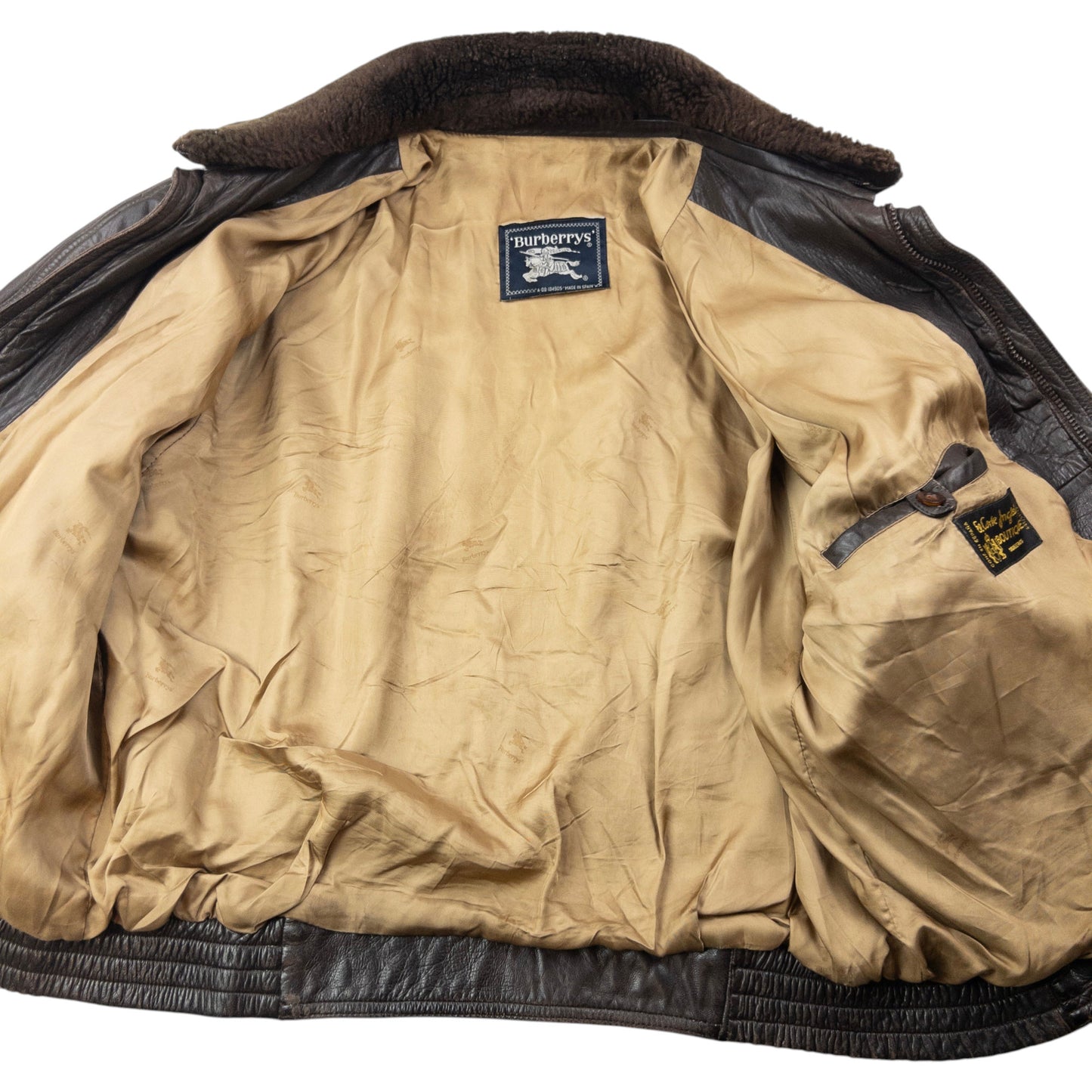 Vintage 80s Burberry Zip Up Leather Jacket Size XL