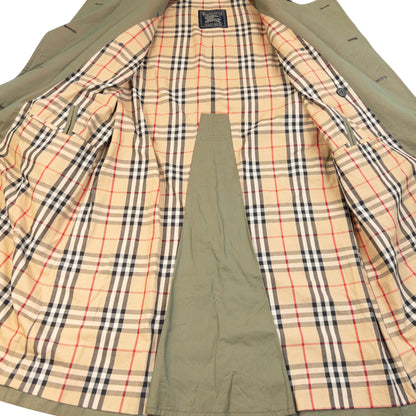 Vintage 90s Burberry Nova Check Lined Belt Waist Trench Jacket in green (cotton), photo 6