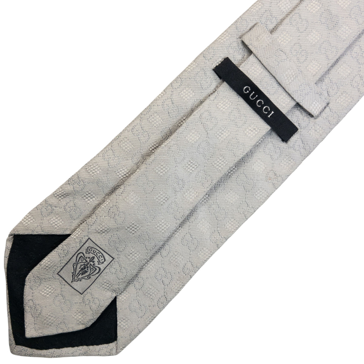 Vintage 2000s Gucci Monogram Silk Tie in grey, photo 5
