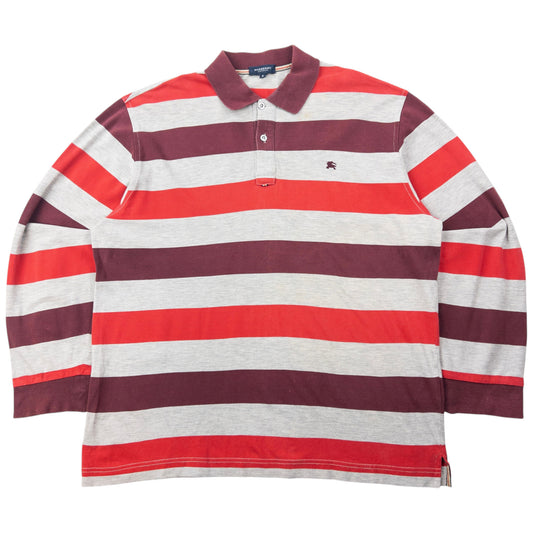 Vintage 2000s Burberry Striped Long Sleeve Polo Shirt Size L