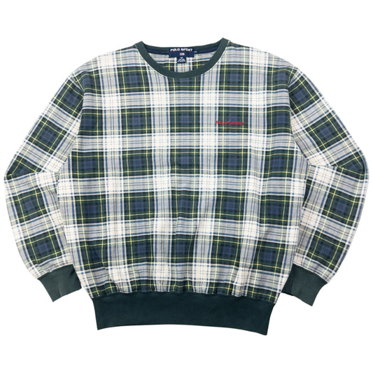 Vintage 90s Polo Sport Ralph Lauren Tartan Sweatshirt Size XL