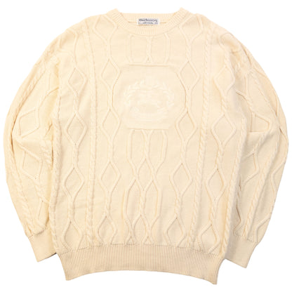 Vintage 90s Burberry Embroidered Knit Jumper Size L
