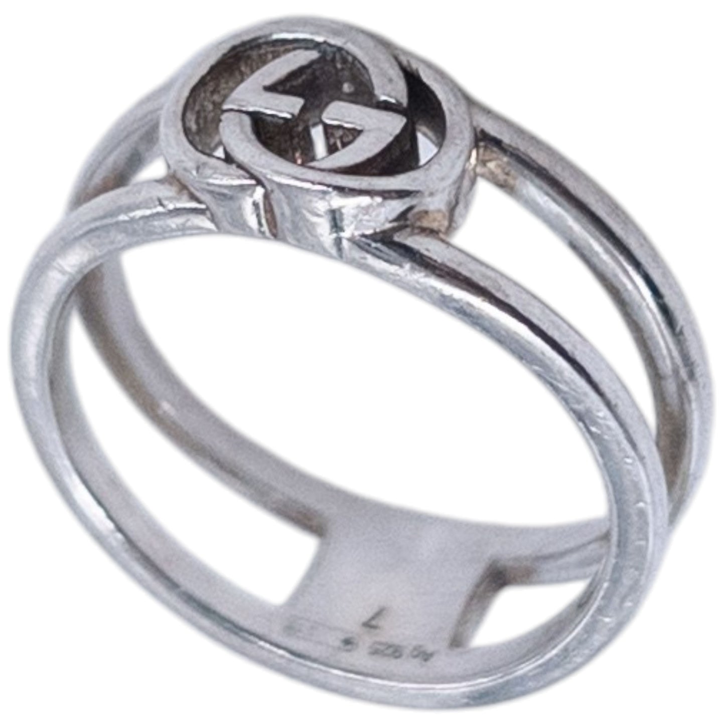 Vintage 2000s Gucci Silver Logo Ring