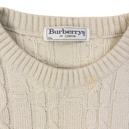 Vintage 90s Burberry Embroidered Wool Knit Jumper Size M