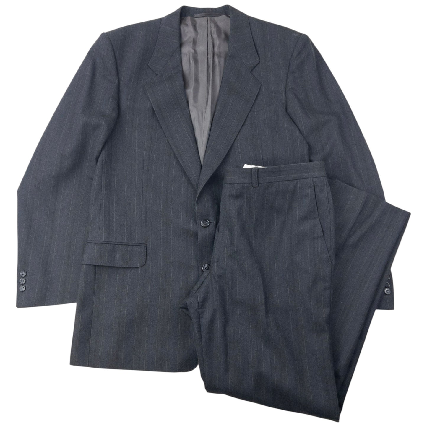 Vintage 80s YSL Yves Saint Laurent Jacket & Trousers Wool Suit Set Size XL