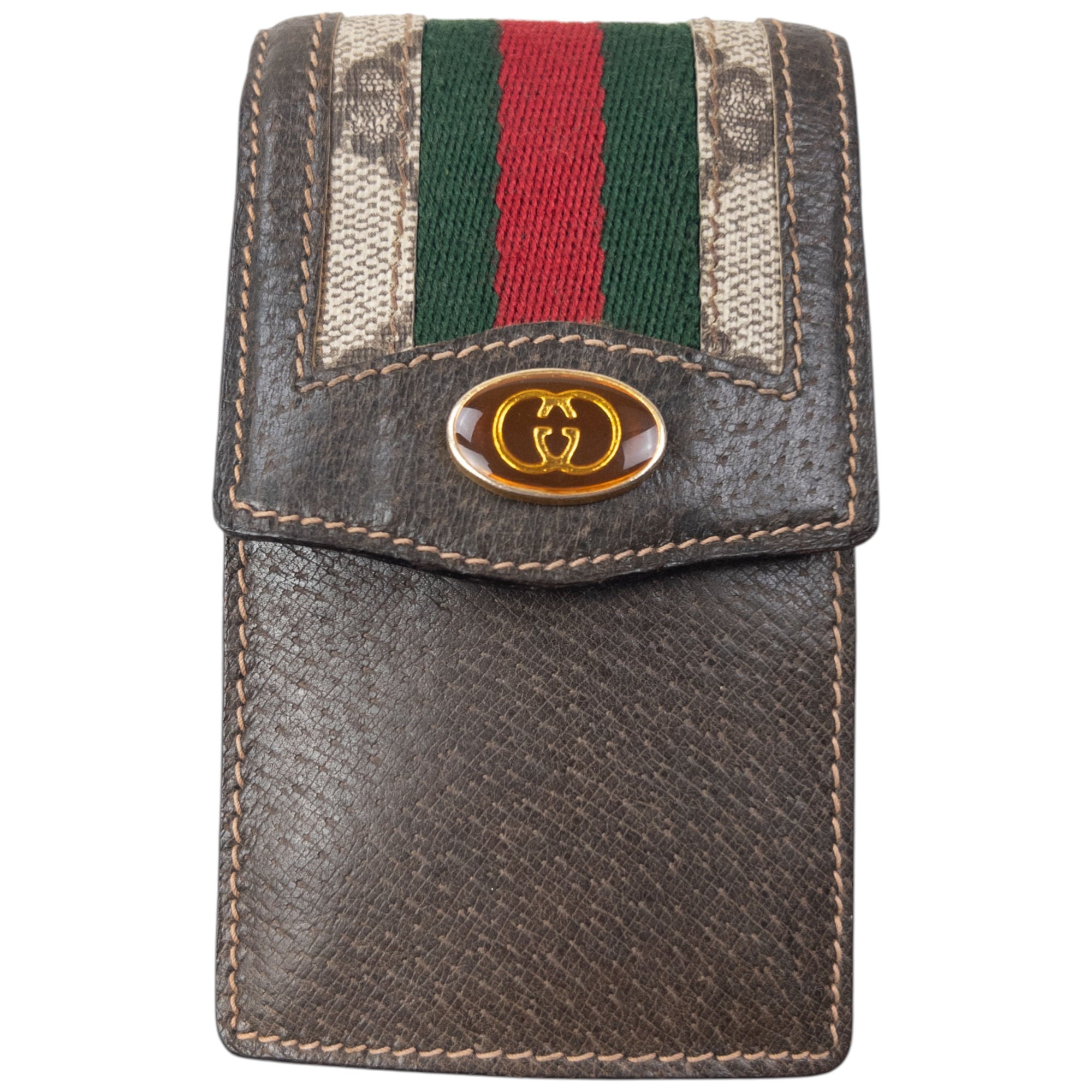 Vintage 80s Gucci Monogram Leather Cigarette Case