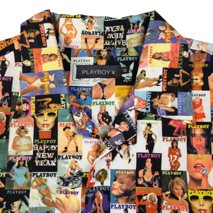 Vintage Playboy Magazine Cover Short Sleeve Button Up Shirt Size M