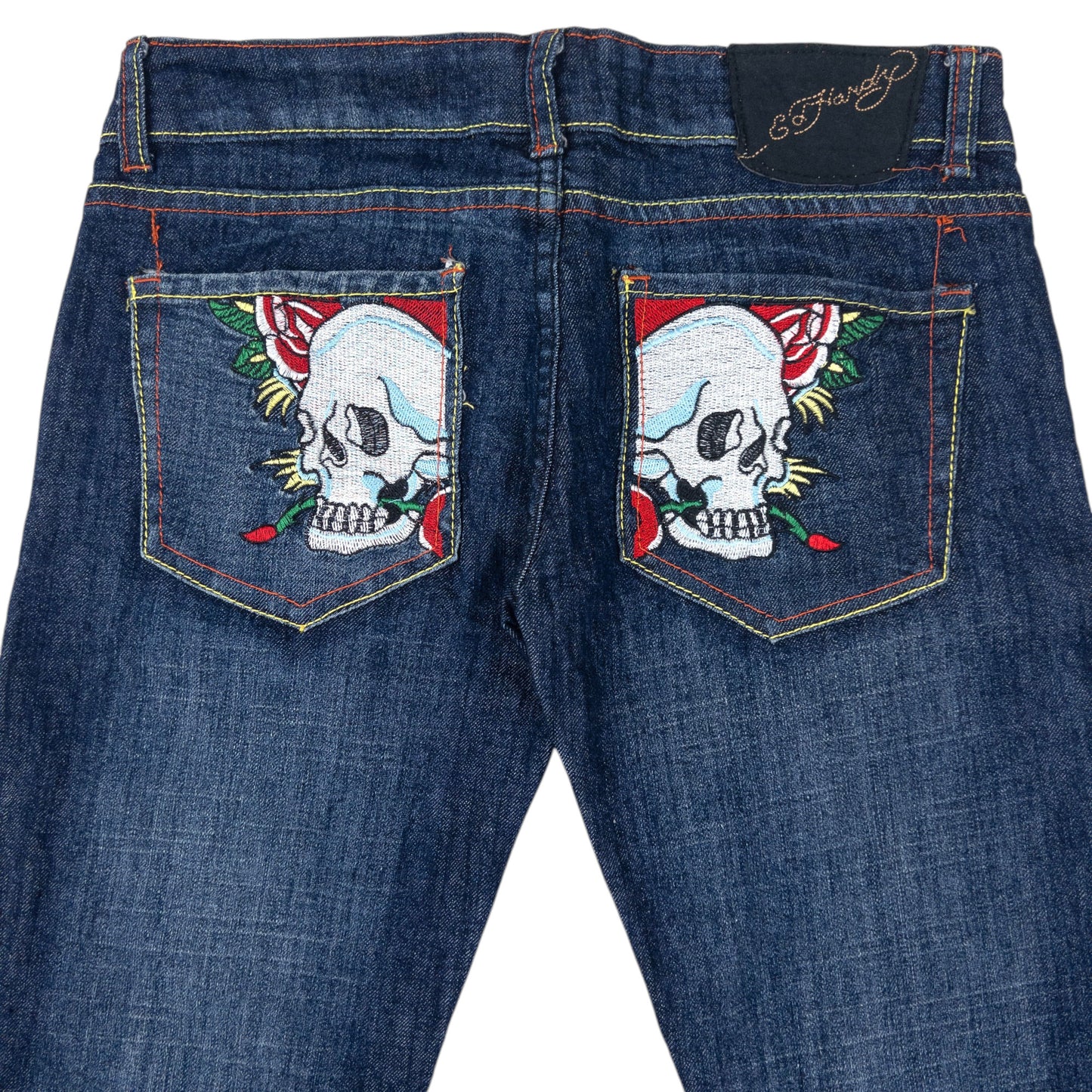 Vintage 2000s Ed Hardy Embroidered Skull Low Rise Denim Jeans Size W31