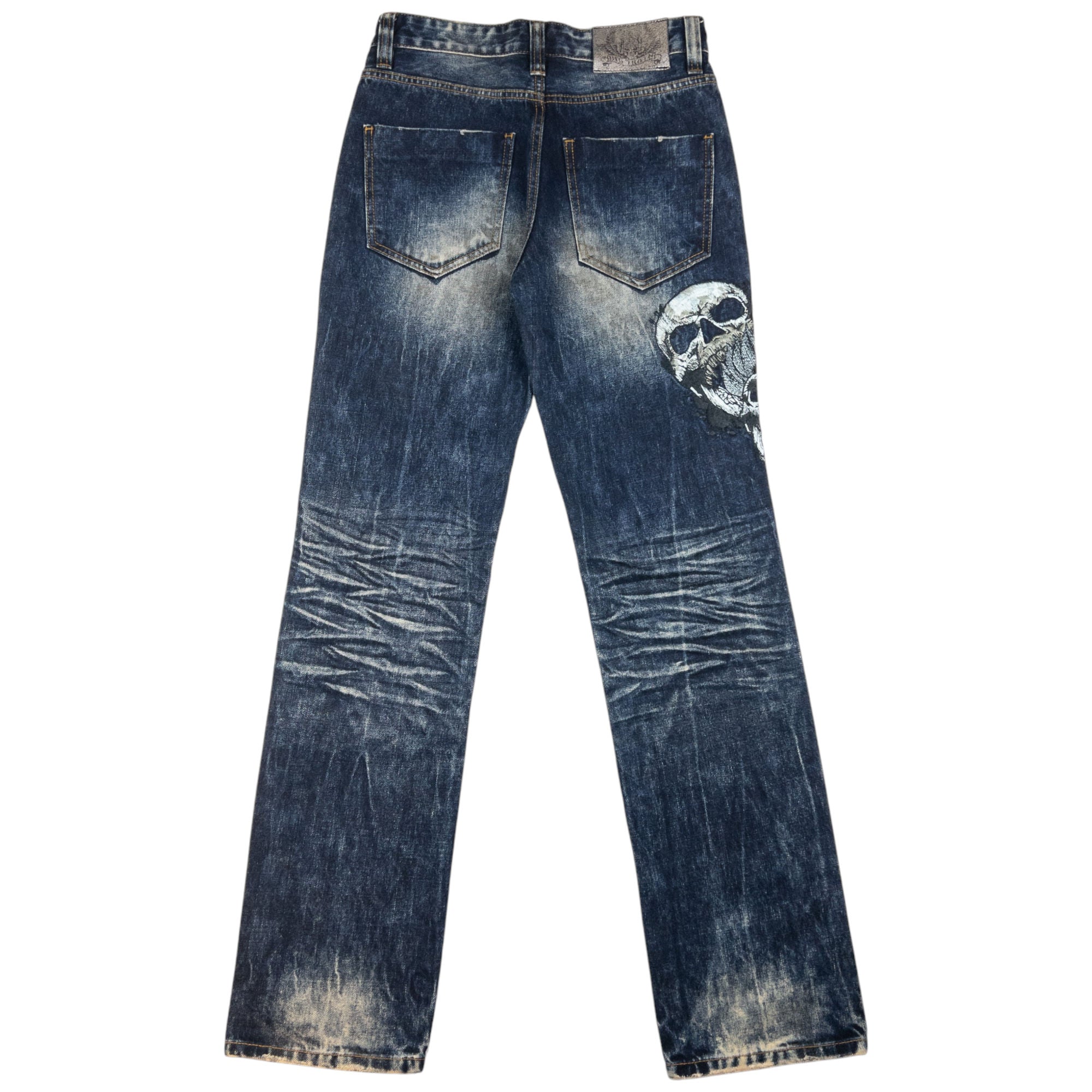 Vintage Big Train Embroidered Skull Japanese Denim Jeans Size W29