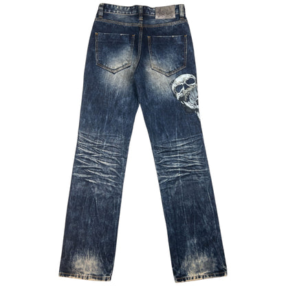 Vintage Big Train Embroidered Skull Japanese Denim Jeans Size W29