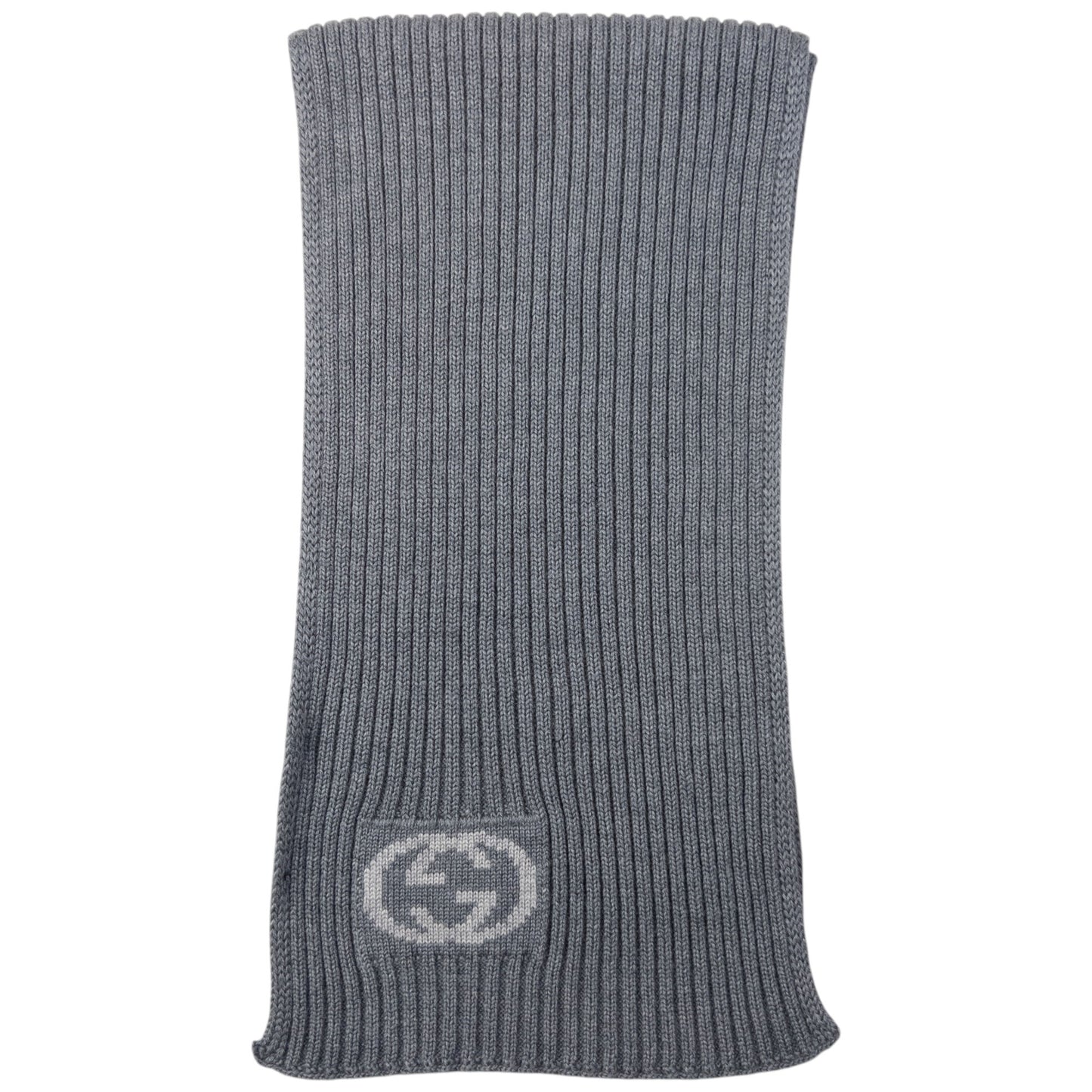 Vintage Gucci Ribbed Knit Wool Scarf