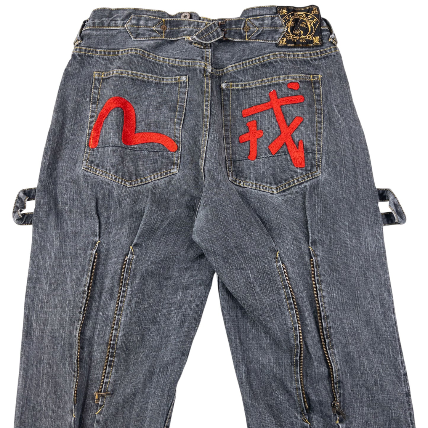 Vintage Evisu Embroidered Gull Bondage Zip Japanese Denim Jeans Size W33