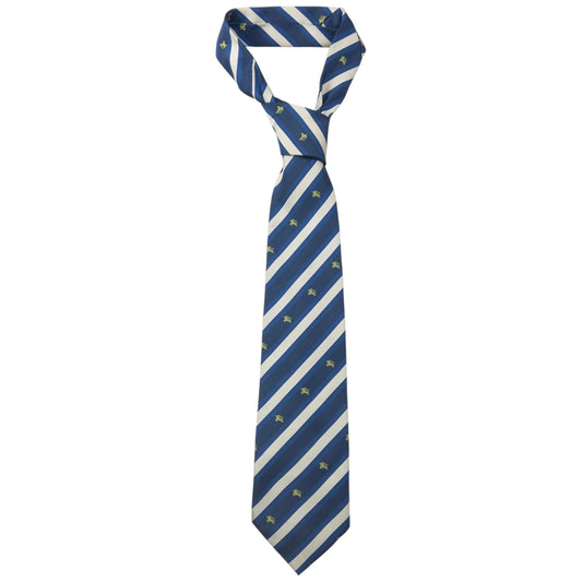 Vintage 2000s Burberry Monogram Striped Silk Tie