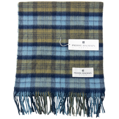 Vintage 90s Pierre Balmain Checkered Wool Tassel Scarf