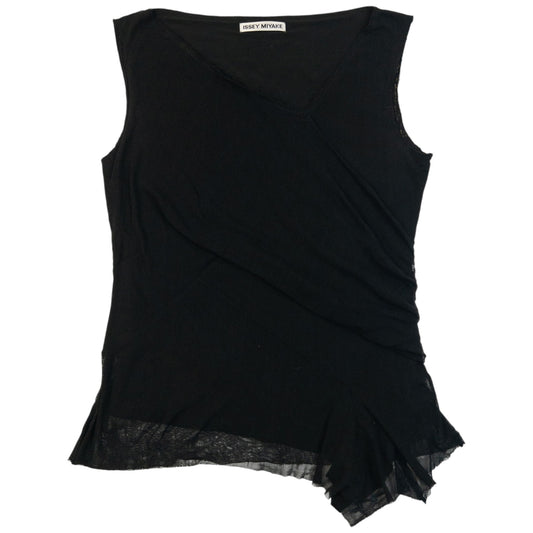Vintage 90s Issey Miyake Asymmetric Mesh Top Womens Size S