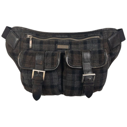 Vintage Burberry Nova Check Wool Crossbody Bag