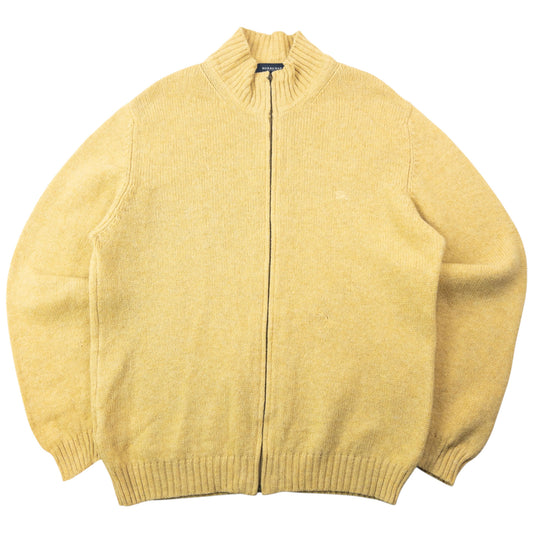 Vintage 2000s Burberry Zip Up Wool Knit Jumper Size L