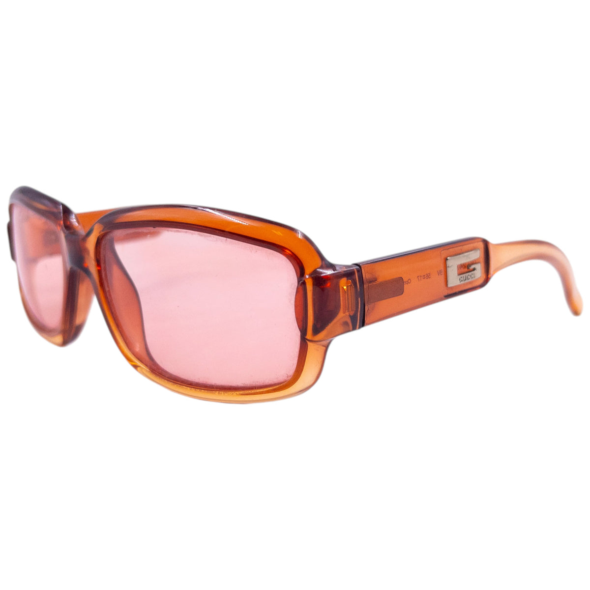 Vintage 90s Gucci Gradient Sunglasses in orange, embossed logo detail