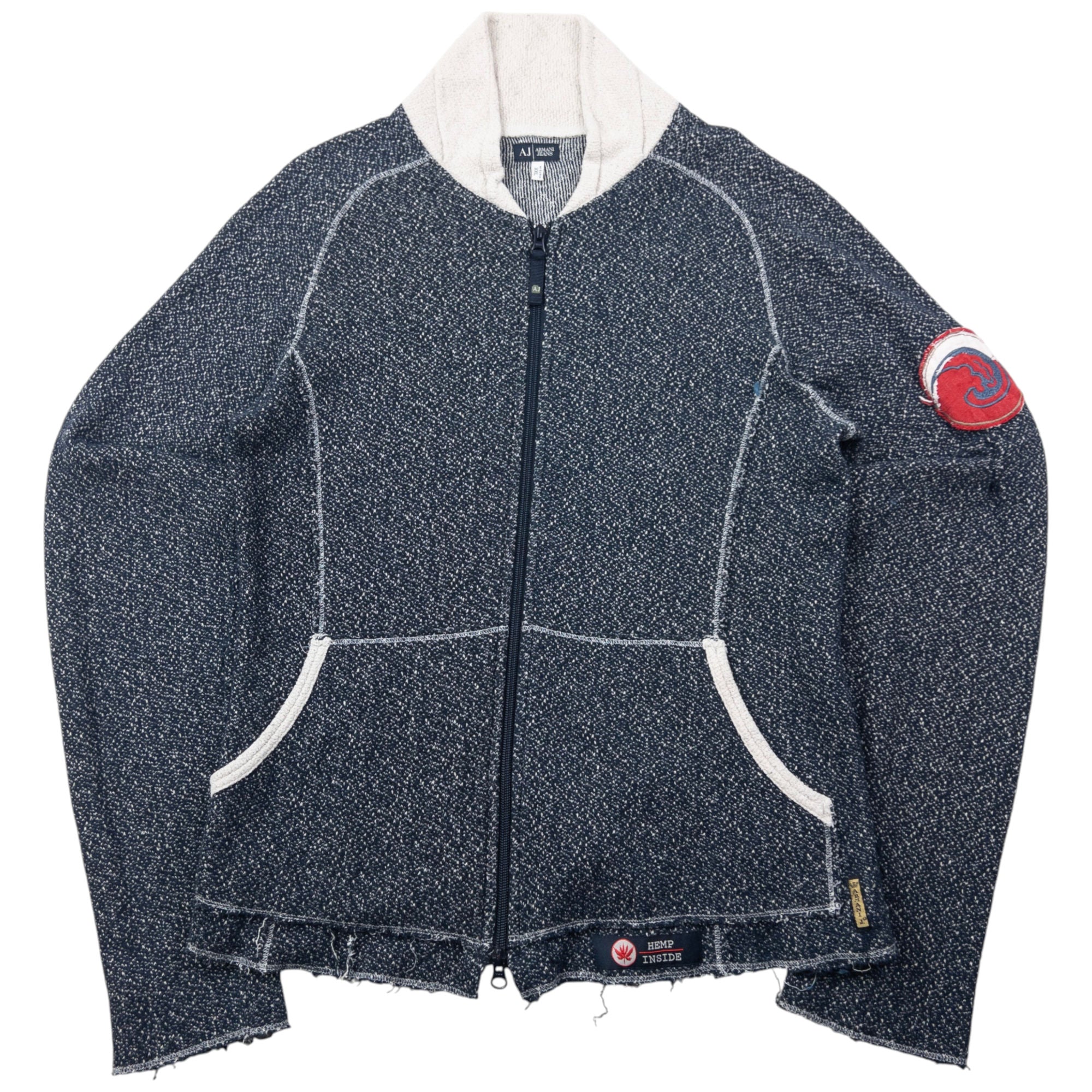 Vintage 2000s Armani Jeans Zip Up Hemp Jumper Womnes Size L