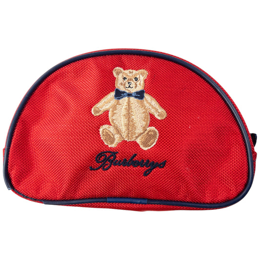 Vintage 90s Burberry Embroidered Teddy Bear Zip Pouch