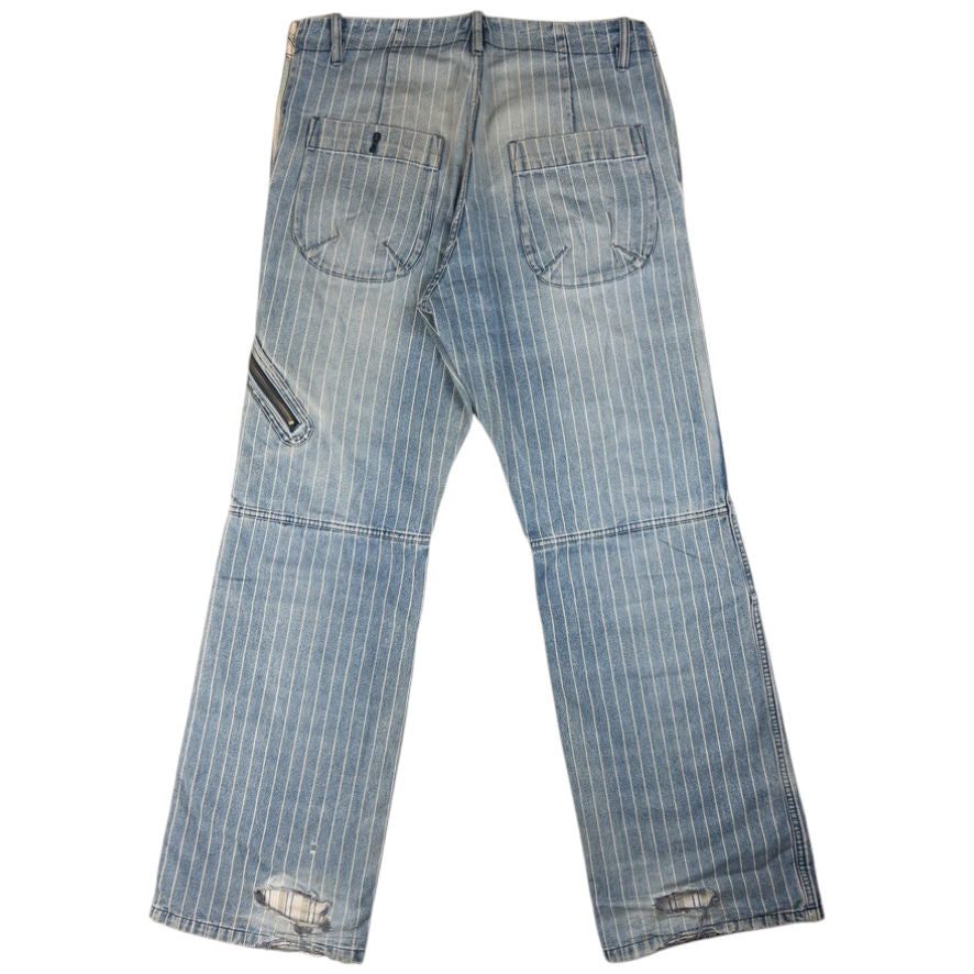 Vintage PPFM Striped Button Detail Denim Jeans Size W35