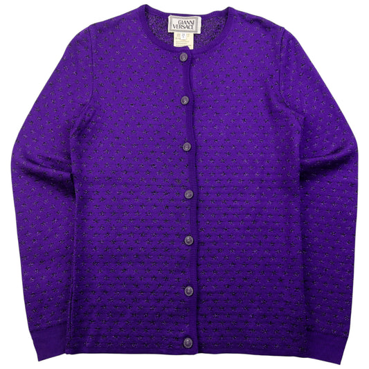 Vintage 90s Gianni Versace Star Pattern Wool Cardigan Womens Size S