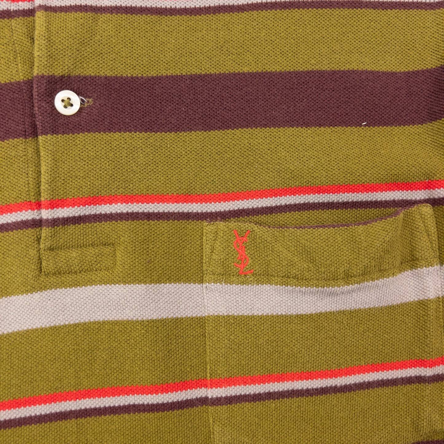 Vintage 80s YSL Yves Saint Laurent Striped Long Sleeve Polo Shirt Size S