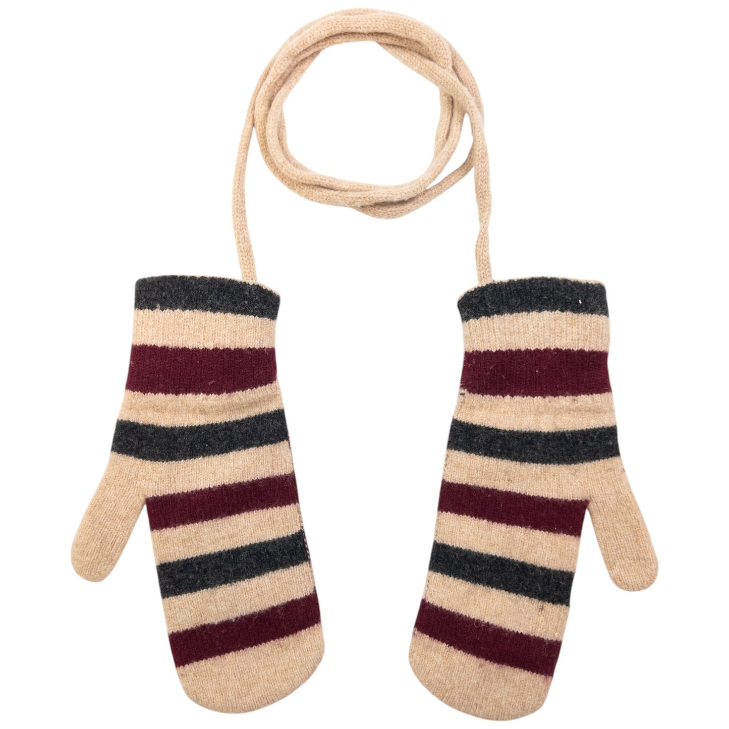 Vintage Burberry Striped Wool Mittens