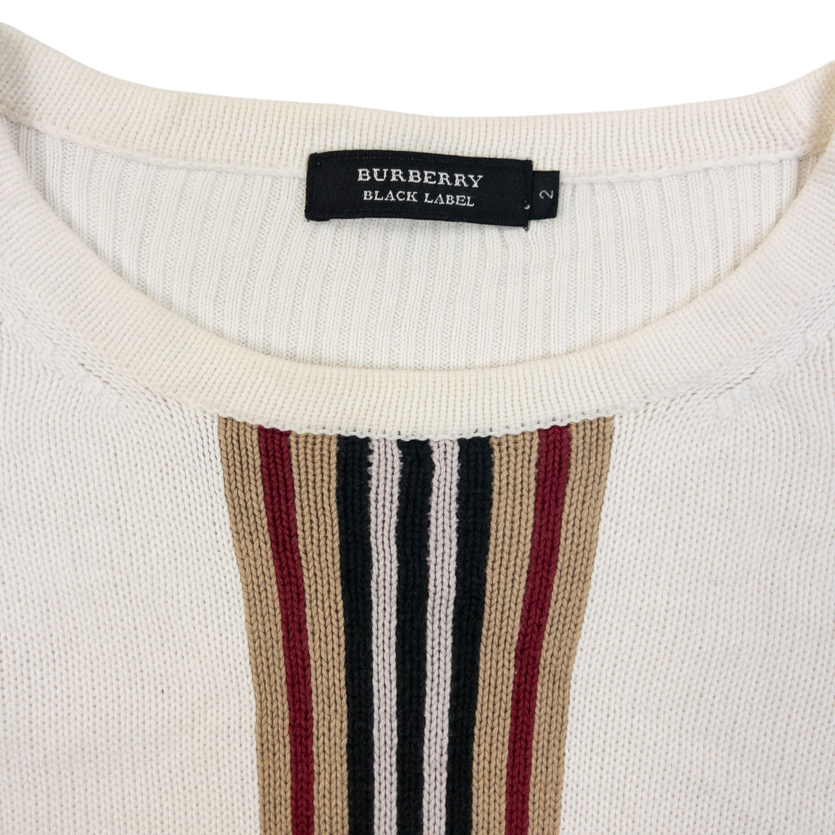 Vintage 2000s Burberry Black Label Nova Check Knit Jumper in white, photo 3