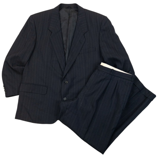 Vintage 80s Dior Monsieur Pinstripe Jacket & Trousers Suit Set Size XL