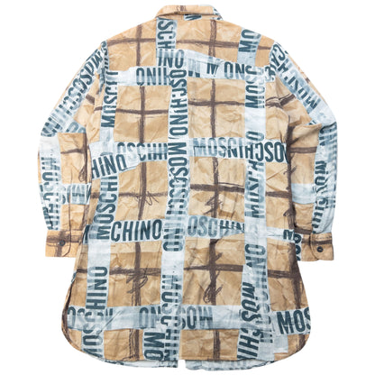Vintage 90s Moschino Jeans Tape Check Long Sleeve Button Up Shirt Womens Size L