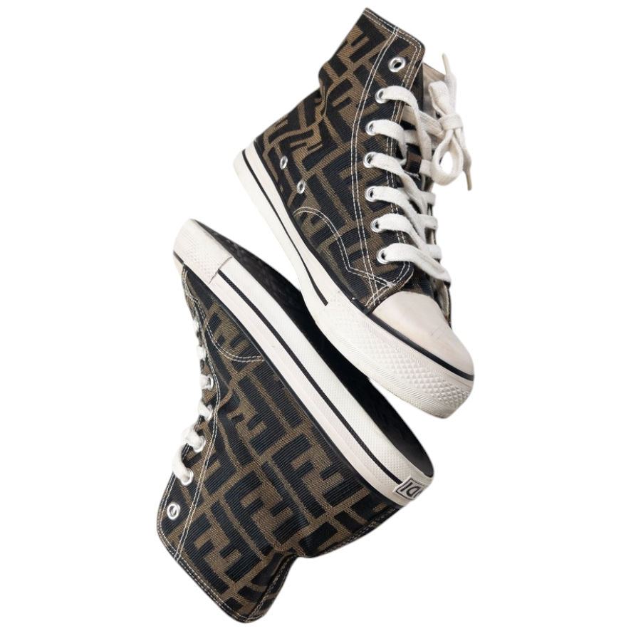 Vintage Fendi Monogram Hight Top Trainers Womens Size UK 4