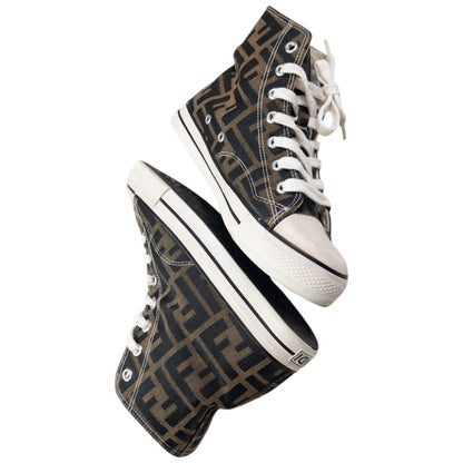 Vintage Fendi Monogram Hight Top Trainers Womens Size UK 4
