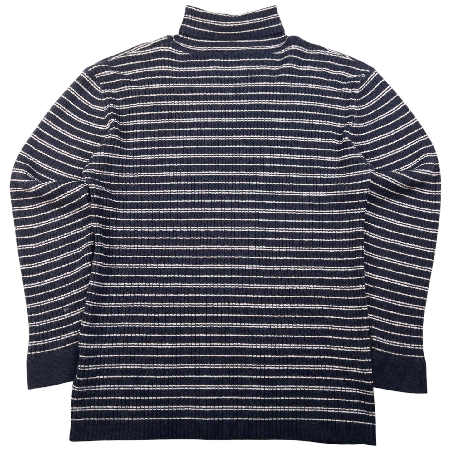 Vintage YSL Yves Saint Laurent Striped Ribbed Turtleneck Jumper Size M