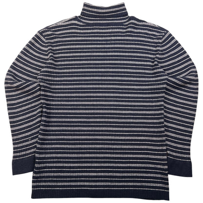 Vintage YSL Yves Saint Laurent Striped Ribbed Turtleneck Jumper Size M