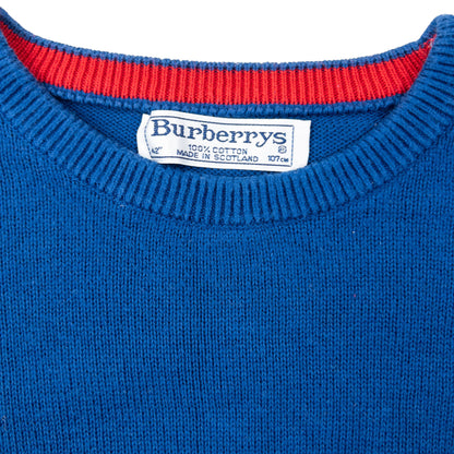 Vintage 90s Burberry Embroidered Striped Jumper Size M