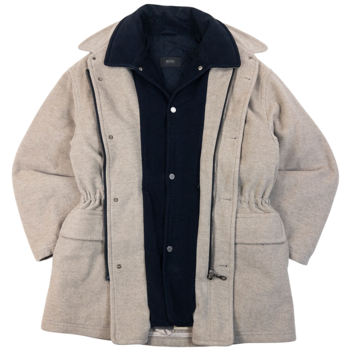Vintage 90s Hugo Boss Layered Cashmere Wool Jacket Size XL