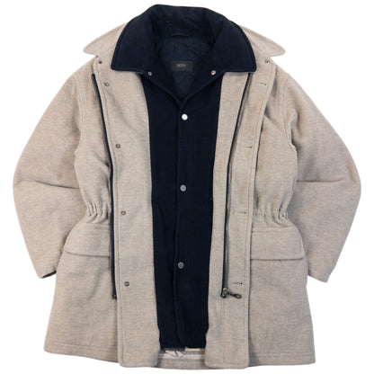 Vintage 90s Hugo Boss Layered Cashmere Wool Jacket Size XL
