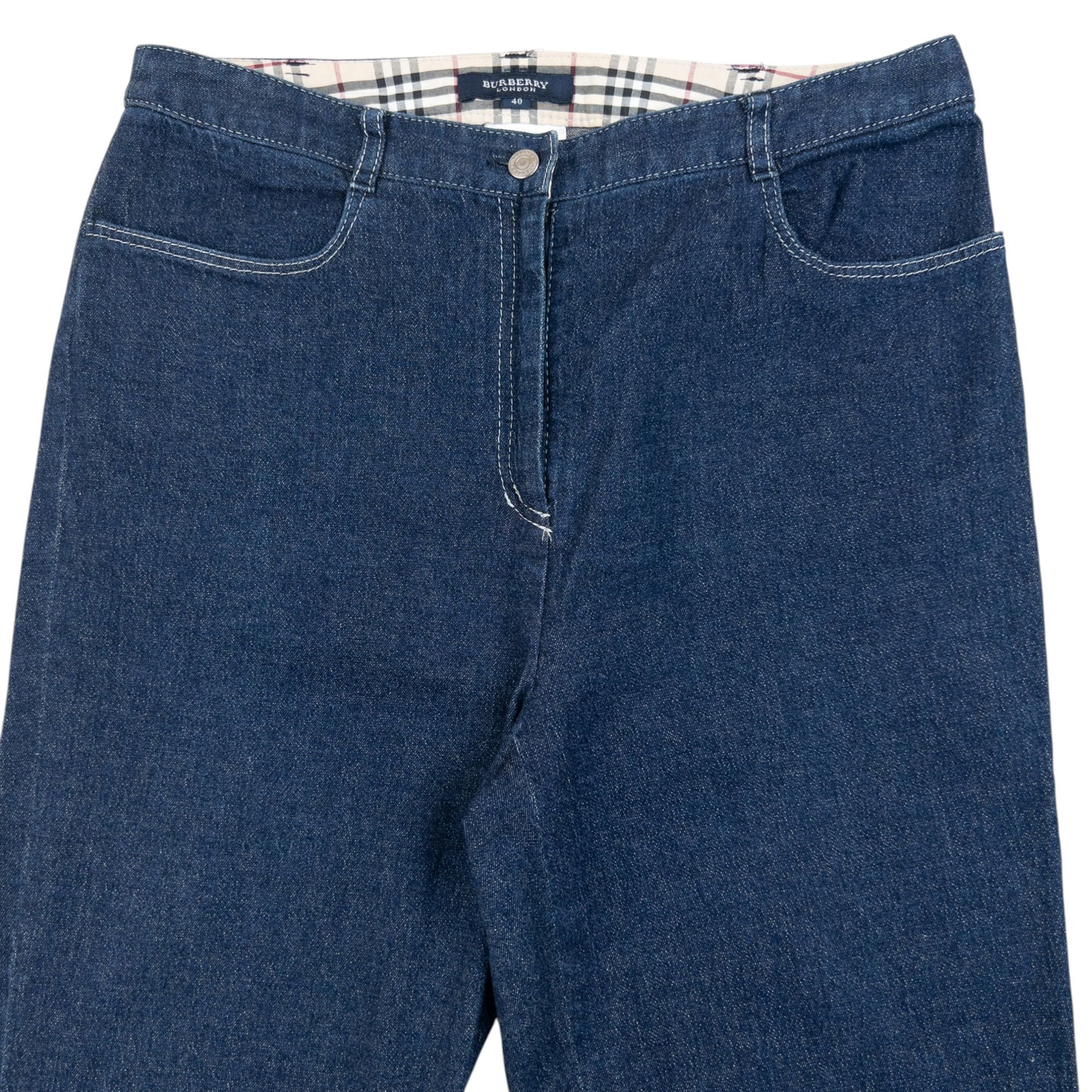 Vintage 2000s Burberry Nova Check Cuff Denim Jeans Size W27