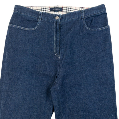 Vintage 2000s Burberry Nova Check Cuff Denim Jeans Size W27