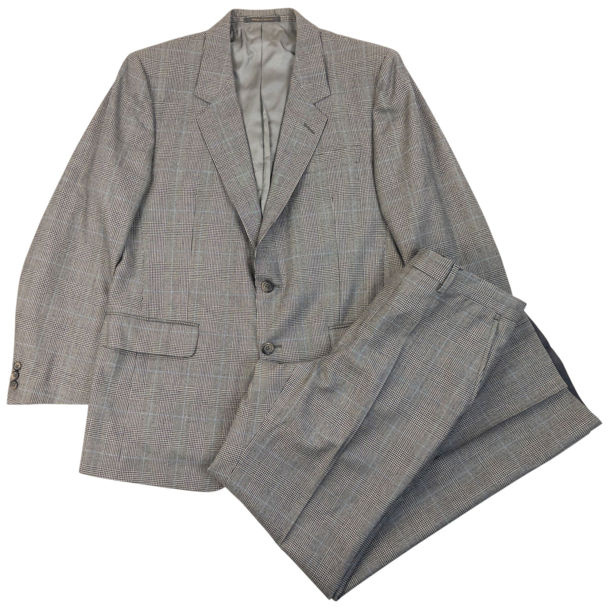 Vintage 90s Burberry Checkered Wool Jacket & Trousers Suit Set Size M
