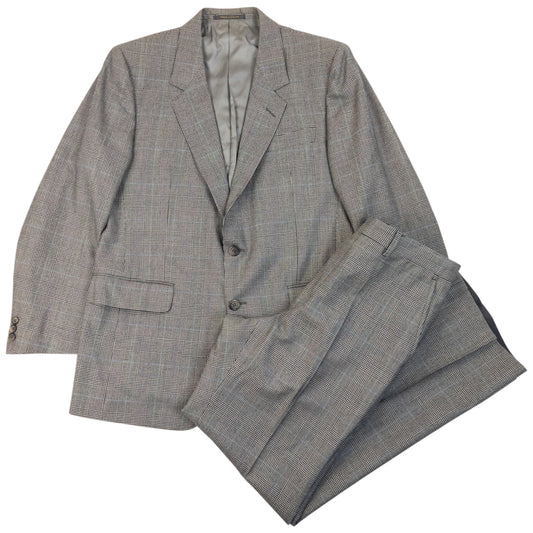 Vintage 90s Burberry Checkered Wool Jacket & Trousers Suit Set Size M