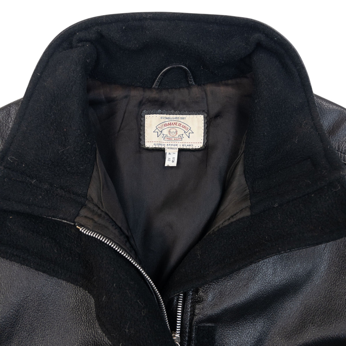 Vintage 90s Armani Jeans Zip Up Leather Jacket Size M