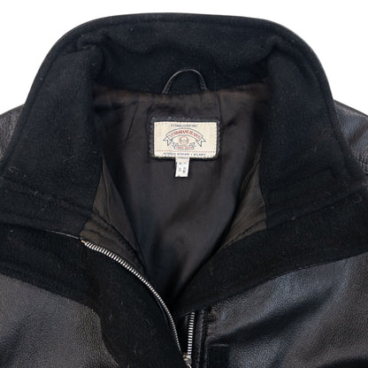 Vintage 90s Armani Jeans Zip Up Leather Jacket Size M