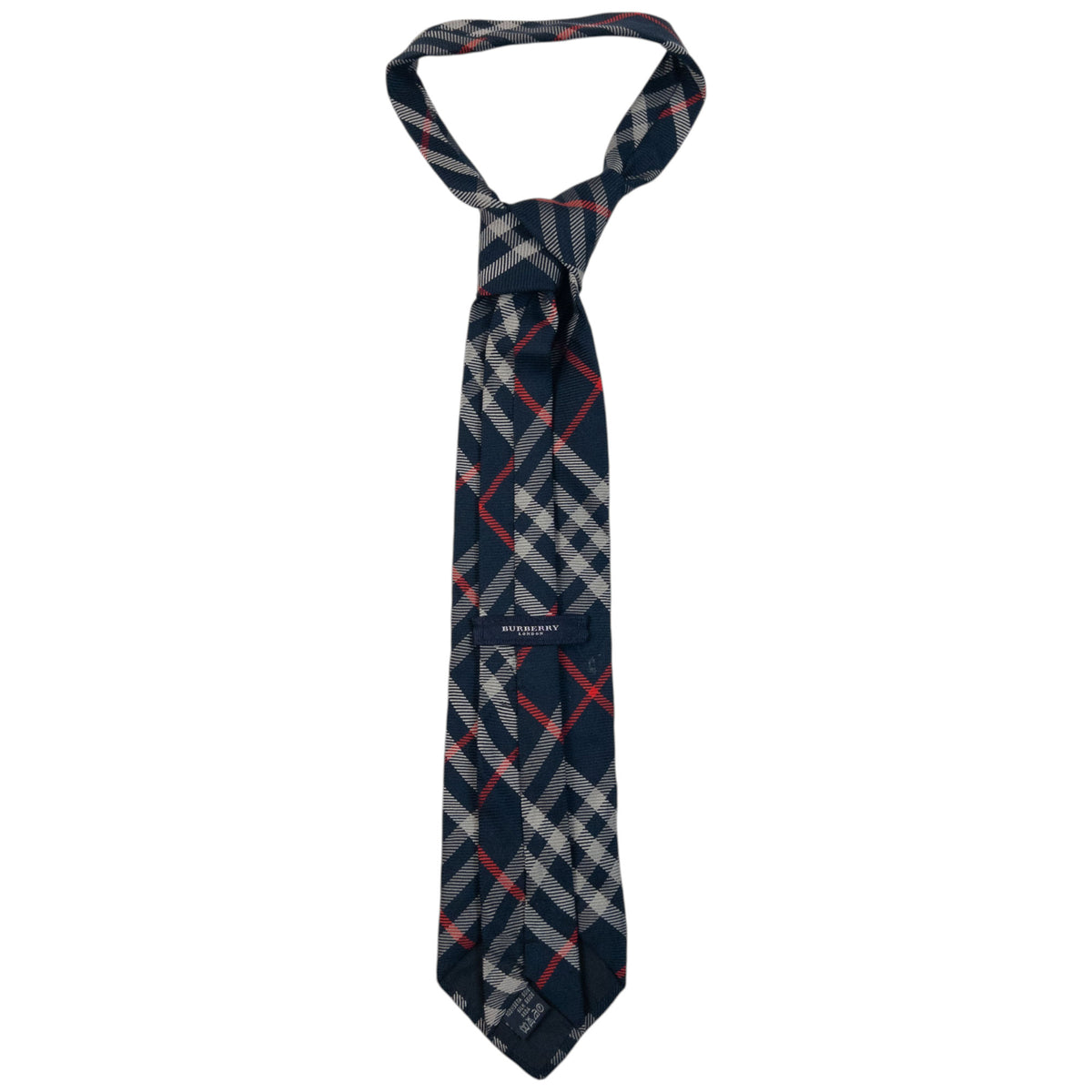 Vintage 2000s Burberry Nova Check Silk Tie in navy, photo 3