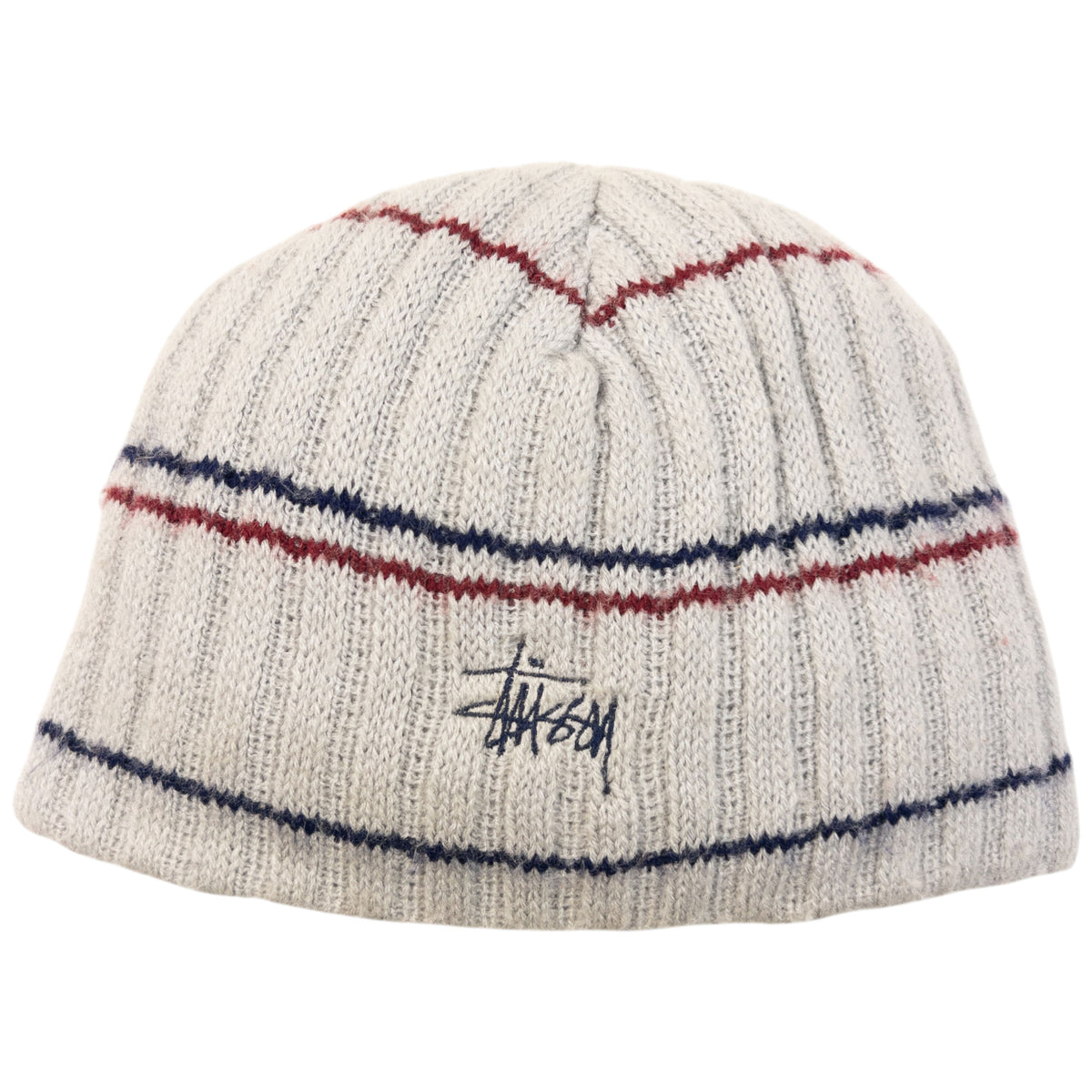 Vintage 2000s Stussy Striped Knit Beanie Hat