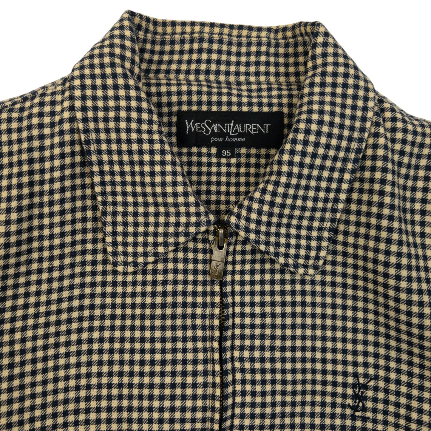 Vintage 90s YSL Yves Saint Laurent Checkered Harrington Jacket Size XS