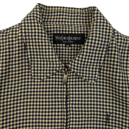 Vintage 90s YSL Yves Saint Laurent Checkered Harrington Jacket Size XS