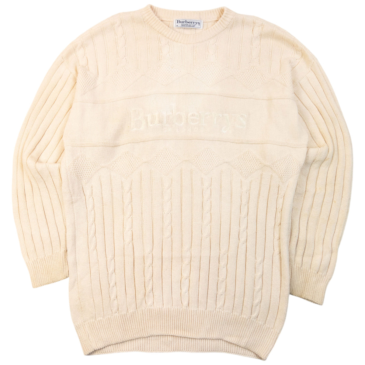 Vintage 90s Burberry Embroidered Knit Jumper Size M